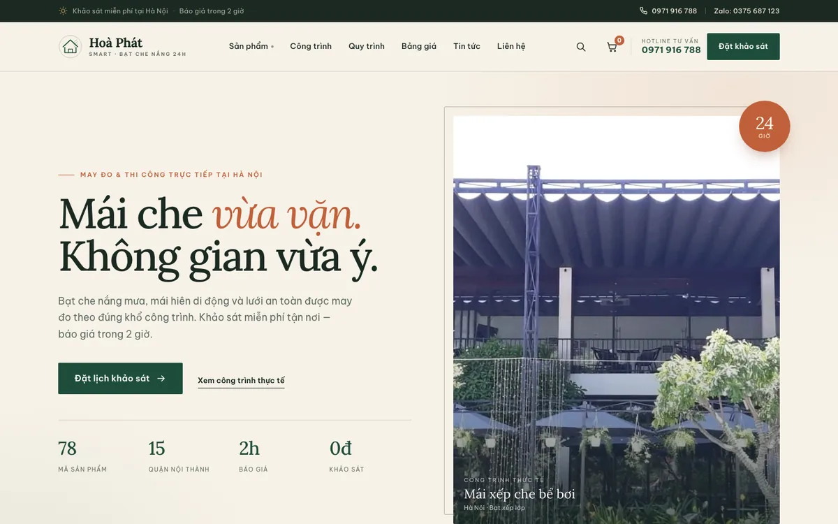 Phương án 1 – Xưởng Việt, giao diện desktop
